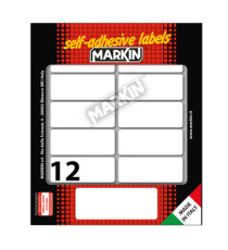 Etichette adesive - in carta - permanenti - 56 x 22 mm - 12 et/fg - 10 fogli - bianco - Markin