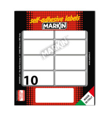 Etichette adesive - in carta - permanenti - 56 x 26 mm - 10 et/fg - 10 fogli - bianco - Markin