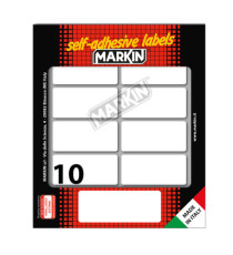 Etichette adesive - in carta - permanenti - 56 x 26 mm - 10 et/fg - 10 fogli - bianco - Markin