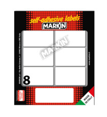 Etichette adesive - in carta - permanenti - 56 x 34 mm - 8 et/fg - 10 fogli - bianco - Markin