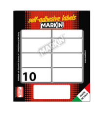 Etichette adesive - in carta - permanenti - 58 x 27 mm - 10 et/fg - 10 fogli - bianco - Markin Etichette adesive - in carta - permanenti - 58 x 27 mm - 10 et/fg - 10 fogli - bianco - Markin