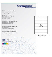 Etichette adesive - in carta - permanenti - 70 x 25 mm - 36 et/fg - 100 fogli - bianco - Starline