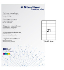 Etichette adesive - in carta - permanenti - 70 x 42,3 mm - 21 et/fg - 100 fogli - bianco - Starline
