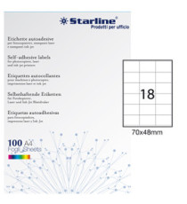 Etichette adesive - in carta - permanenti - 70 x 48 mm - 18 et/fg - 100 fogli - bianco - Starline