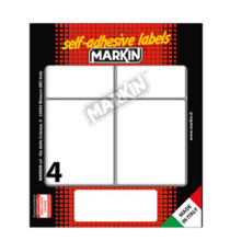 Etichette adesive - in carta - permanenti - 70 x 56 mm - 4 et/fg - 10 fogli - bianco - Markin