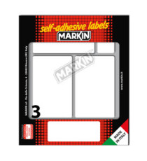 Etichette adesive - in carta - permanenti - 83 x 53 mm - 3 et/fg - 10 fogli - bianco - Markin Etichette adesive - in carta - permanenti - 83 x 53 mm - 3 et/fg - 10 fogli - bianco - Markin