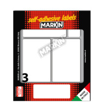 Etichette adesive - in carta - permanenti - 83 x 53 mm - 3 et/fg - 10 fogli - bianco - Markin Etichette adesive - in carta - permanenti - 83 x 53 mm - 3 et/fg - 10 fogli - bianco - Markin