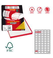 Etichette adesive A/400 - in carta - angoli arrotondati - permanenti - 38,1 x 21,2 mm - 65 et/fg - 100 fogli - bianco - Etichette adesive A/400 - in carta - angoli arrotondati - permanenti - 38,1 x 21,2 mm - 65 et/fg - 100 fogli - bianco -