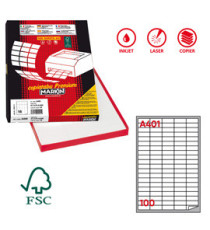 Etichette adesive A/401 - in carta - angoli arrotondati - permanenti - 37 x 14 mm - 100 et/fg - 100 fogli - bianco - Mar Etichette adesive A/401 - in carta - angoli arrotondati - permanenti - 37 x 14 mm - 100 et/fg - 100 fogli - bianco - Mar