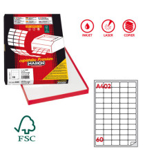 Etichette adesive A/402 - in carta - angoli arrotondati - permanenti - 37,5 x 23,5 mm - 60 et/fg - 100 fogli - bianco - Etichette adesive A/402 - in carta - angoli arrotondati - permanenti - 37,5 x 23,5 mm - 60 et/fg - 100 fogli - bianco -