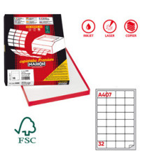 Etichette adesive A/407 - in carta - angoli arrotondati - permanenti - 47,5 x 35 mm - 32 et/fg - 100 fogli - bianco - Ma Etichette adesive A/407 - in carta - angoli arrotondati - permanenti - 47,5 x 35 mm - 32 et/fg - 100 fogli - bianco - Ma
