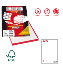 Etichette adesive A/475 - in carta - angoli arrotondati - permanenti - 199,6 x 289,1 mm - 1 et/fg - 100 fogli - bianco - Etichette adesive A/475 - in carta - angoli arrotondati - permanenti - 199,6 x 289,1 mm - 1 et/fg - 100 fogli - bianco -