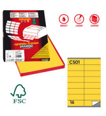 Etichette adesive C/501 - in carta - permanenti - 105 x 36 mm - 16 et/fg - 100 fogli - giallo - Markin Etichette adesive C/501 - in carta - permanenti - 105 x 36 mm - 16 et/fg - 100 fogli - giallo - Markin