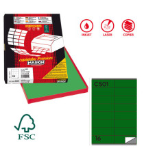 Etichette adesive C/501 - in carta - permanenti - 105 x 36 mm - 16 et/fg - 100 fogli - verde - Markin Etichette adesive C/501 - in carta - permanenti - 105 x 36 mm - 16 et/fg - 100 fogli - verde - Markin