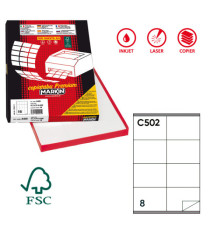 Etichette adesive C/502 - in carta - permanenti - 105 x 72 mm - 8 et/fg - 100 fogli - bianco - Markin Etichette adesive C/502 - in carta - permanenti - 105 x 72 mm - 8 et/fg - 100 fogli - bianco - Markin