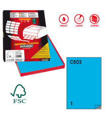 Etichette adesive C/503 - in carta - permanenti - 210 x 297 mm - 1 et/fg - 100 fogli - blu - Markin