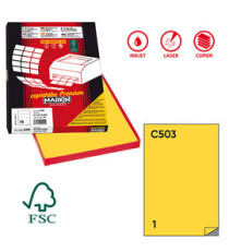 Etichette adesive C/503 - in carta - permanenti - 210 x 297 mm - 1 et/fg - 100 fogli - giallo - Markin