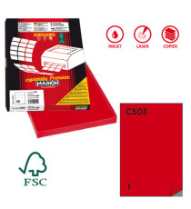 Etichette adesive C/503 - in carta - permanenti - 210 x 297 mm - 1 et/fg - 100 fogli - rosso - Markin