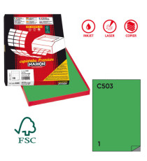 Etichette adesive C/503 - in carta - permanenti - 210 x 297 mm - 1 et/fg - 100 fogli - verde - Markin Etichette adesive C/503 - in carta - permanenti - 210 x 297 mm - 1 et/fg - 100 fogli - verde - Markin