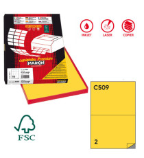 Etichette adesive C/509 - in carta - permanenti - 210 x 148,5 mm - 2 et/fg - 100 fogli - giallo - Markin Etichette adesive C/509 - in carta - permanenti - 210 x 148,5 mm - 2 et/fg - 100 fogli - giallo - Markin