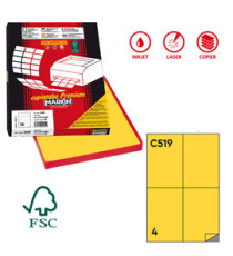 Etichette adesive C/519 - in carta - permanenti - 105 x 148,5 mm - 4 et/fg - 100 fogli - giallo - Markin Etichette adesive C/519 - in carta - permanenti - 105 x 148,5 mm - 4 et/fg - 100 fogli - giallo - Markin
