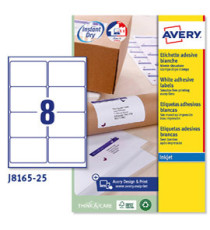 Etichette adesive J8165 - in carta - angoli arrotondati - inkjet - permanenti - 99,1 x 67,7 mm - 8 et/fg - 25 fogli - bi