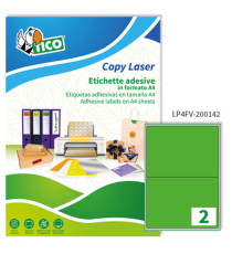 Etichette adesive LP4F - in carta - angoli arrotondati - permanenti - 200 x 142 mm - 2 et/fg - 70 fogli - verde fluo - T Etichette adesive LP4F - in carta - angoli arrotondati - permanenti - 200 x 142 mm - 2 et/fg - 70 fogli - verde fluo - T