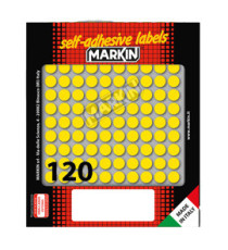Etichette adesive tonde - in carta - permanenti - diametro 10 mm - 120 et/fg - 10 fogli - giallo - Markin Etichette adesive tonde - in carta - permanenti - diametro 10 mm - 120 et/fg - 10 fogli - giallo - Markin
