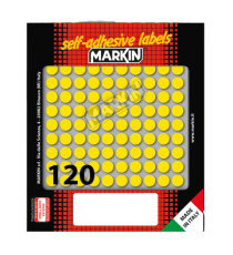 Etichette adesive tonde - in carta - permanenti - diametro 10 mm - 120 et/fg - 10 fogli - giallo - Markin Etichette adesive tonde - in carta - permanenti - diametro 10 mm - 120 et/fg - 10 fogli - giallo - Markin