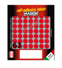 Etichette adesive tonde - in carta - permanenti - diametro 14 mm - 63 et/fg - 10 fogli - rosso - Markin