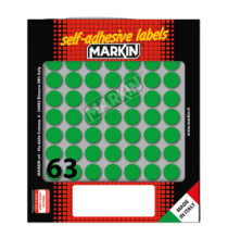 Etichette adesive tonde - in carta - permanenti - diametro 14 mm - 63 et/fg - 10 fogli - verde - Markin Etichette adesive tonde - in carta - permanenti - diametro 14 mm - 63 et/fg - 10 fogli - verde - Markin