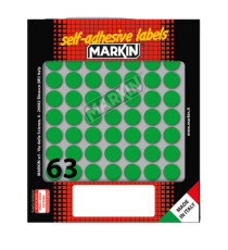 Etichette adesive tonde - in carta - permanenti - diametro 14 mm - 63 et/fg - 10 fogli - verde - Markin Etichette adesive tonde - in carta - permanenti - diametro 14 mm - 63 et/fg - 10 fogli - verde - Markin