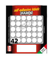 Etichette adesive tonde - in carta - permanenti - diametro 18 mm - 42 et/fg - 10 fogli - bianco - Markin