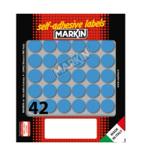 Etichette adesive tonde - in carta - permanenti - diametro 18 mm - 42 et/fg - 10 fogli - blu - Markin