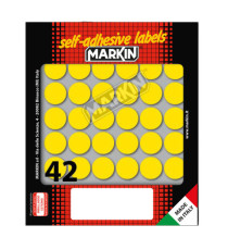 Etichette adesive tonde - in carta - permanenti - diametro 18 mm - 42 et/fg - 10 fogli - giallo - Markin