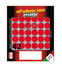 Etichette adesive tonde - in carta - permanenti - diametro 18 mm - 42 et/fg - 10 fogli - rosso - Markin