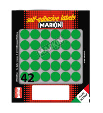 Etichette adesive tonde - in carta - permanenti - diametro 18 mm - 42 et/fg - 10 fogli - verde - Markin Etichette adesive tonde - in carta - permanenti - diametro 18 mm - 42 et/fg - 10 fogli - verde - Markin