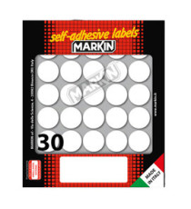 Etichette adesive tonde - in carta - permanenti - diametro 22 mm - 30 et/fg - 10 fogli - bianco - Markin Etichette adesive tonde - in carta - permanenti - diametro 22 mm - 30 et/fg - 10 fogli - bianco - Markin