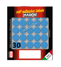 Etichette adesive tonde - in carta - permanenti - diametro 22 mm - 30 et/fg - 10 fogli - blu - Markin