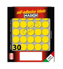Etichette adesive tonde - in carta - permanenti - diametro 22 mm - 30 et/fg - 10 fogli - giallo - Markin Etichette adesive tonde - in carta - permanenti - diametro 22 mm - 30 et/fg - 10 fogli - giallo - Markin