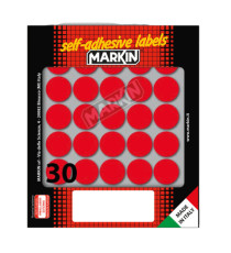 Etichette adesive tonde - in carta - permanenti - diametro 22 mm - 30 et/fg - 10 fogli - rosso - Markin