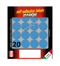 Etichette adesive tonde - in carta - permanenti - diametro 27 mm - 20 et/fg - 10 fogli - blu - Markin
