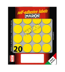 Etichette adesive tonde - in carta - permanenti - diametro 27 mm - 20 et/fg - 10 fogli - giallo - Markin Etichette adesive tonde - in carta - permanenti - diametro 27 mm - 20 et/fg - 10 fogli - giallo - Markin