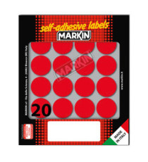 Etichette adesive tonde - in carta - permanenti - diametro 27 mm - 20 et/fg - 10 fogli - rosso - Markin Etichette adesive tonde - in carta - permanenti - diametro 27 mm - 20 et/fg - 10 fogli - rosso - Markin