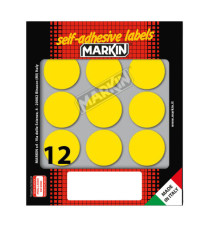 Etichette adesive tonde - in carta - permanenti - diametro 34 mm - 12 et/fg - 10 fogli - giallo - Markin