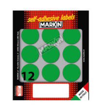 Etichette adesive tonde - in carta - permanenti - diametro 34 mm - 12 et/fg - 10 fogli - verde - Markin