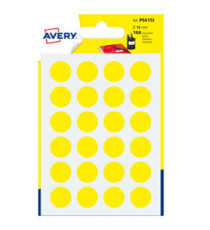 Etichette adesive tonde PSA - in carta - permanenti - diametro 15 mm - 24 et/fg - 7 fogli - giallo - Avery Etichette adesive tonde PSA - in carta - permanenti - diametro 15 mm - 24 et/fg - 7 fogli - giallo - Avery