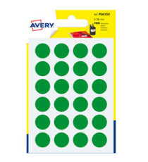Etichette adesive tonde PSA - in carta - permanenti - diametro 15 mm - 24 et/fg - 7 fogli - verde - Avery