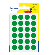 Etichette adesive tonde PSA - in carta - permanenti - diametro 15 mm - 24 et/fg - 7 fogli - verde - Avery