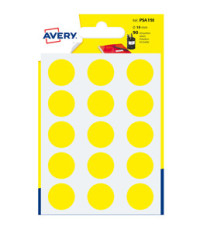 Etichette adesive tonde PSA - in carta - permanenti - diametro 19 mm - 15 et/fg - 6 fogli - giallo - Avery Etichette adesive tonde PSA - in carta - permanenti - diametro 19 mm - 15 et/fg - 6 fogli - giallo - Avery